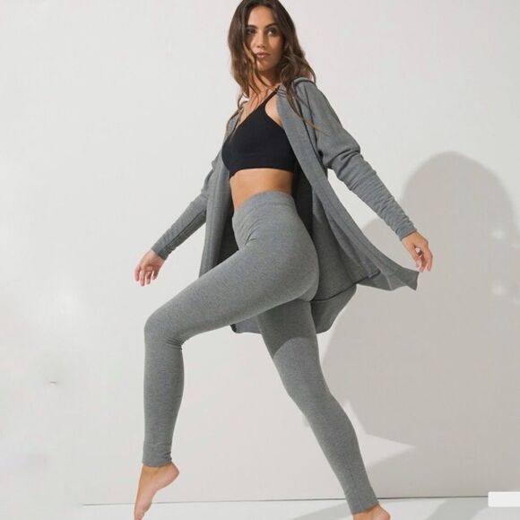 Soma Heather Graphite High Rise Fleece Leggings Small Short - Picture 1 of 6